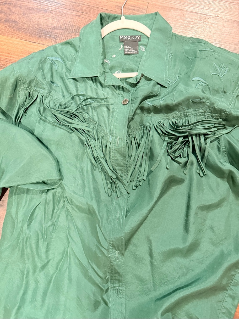 Green Western Fringe Womens Shirt
